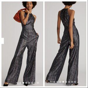 ANTHROPOLOGIE Maeve Disco Halter Jumpsuit